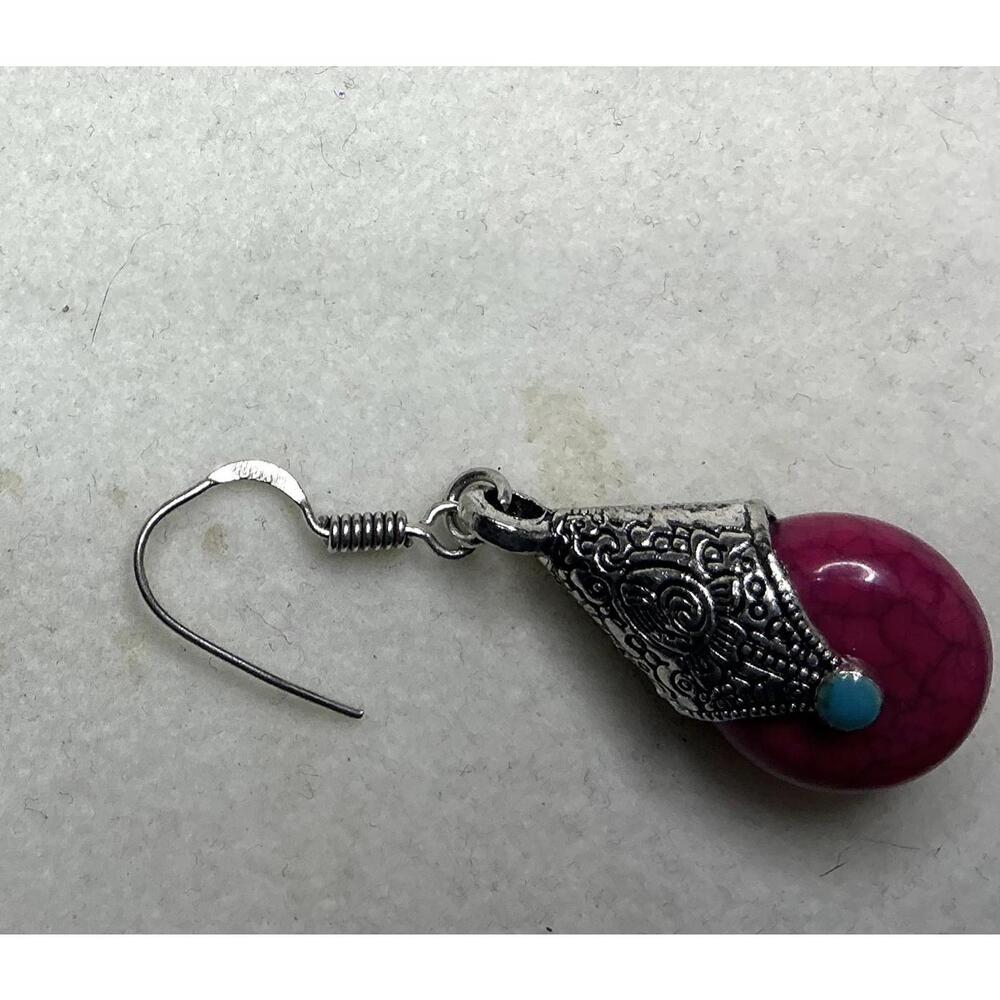 % Pink Turquoise Earrings sterling - Picture 3 of 3